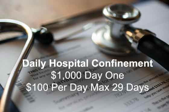 Daily Hospital Confinement $1,000 per Day Max 30 Days